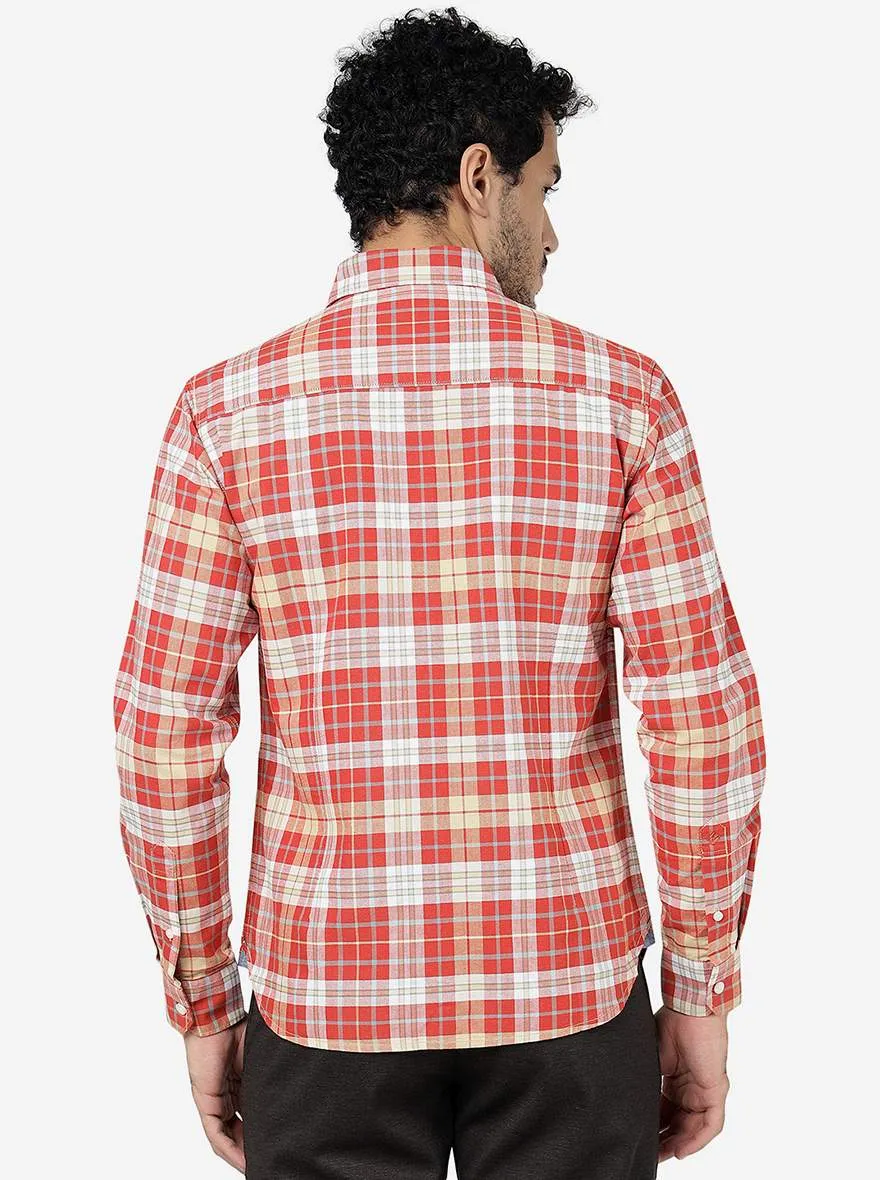 Red Clay Checked Slim Fit Casual Shirt | Greenfibre