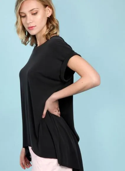 RIANNA BACK SLIT TOP BLACK