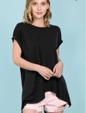 RIANNA BACK SLIT TOP BLACK