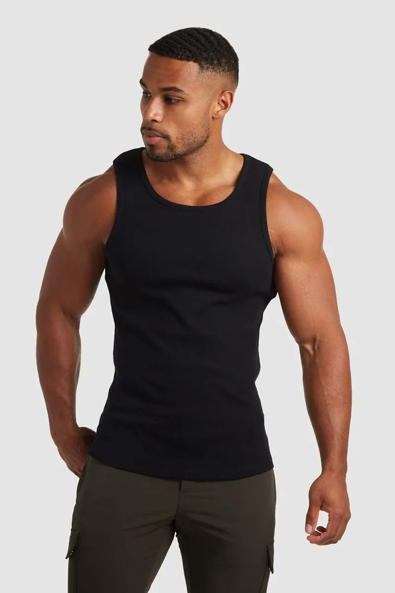 Ribbed Vest in Black