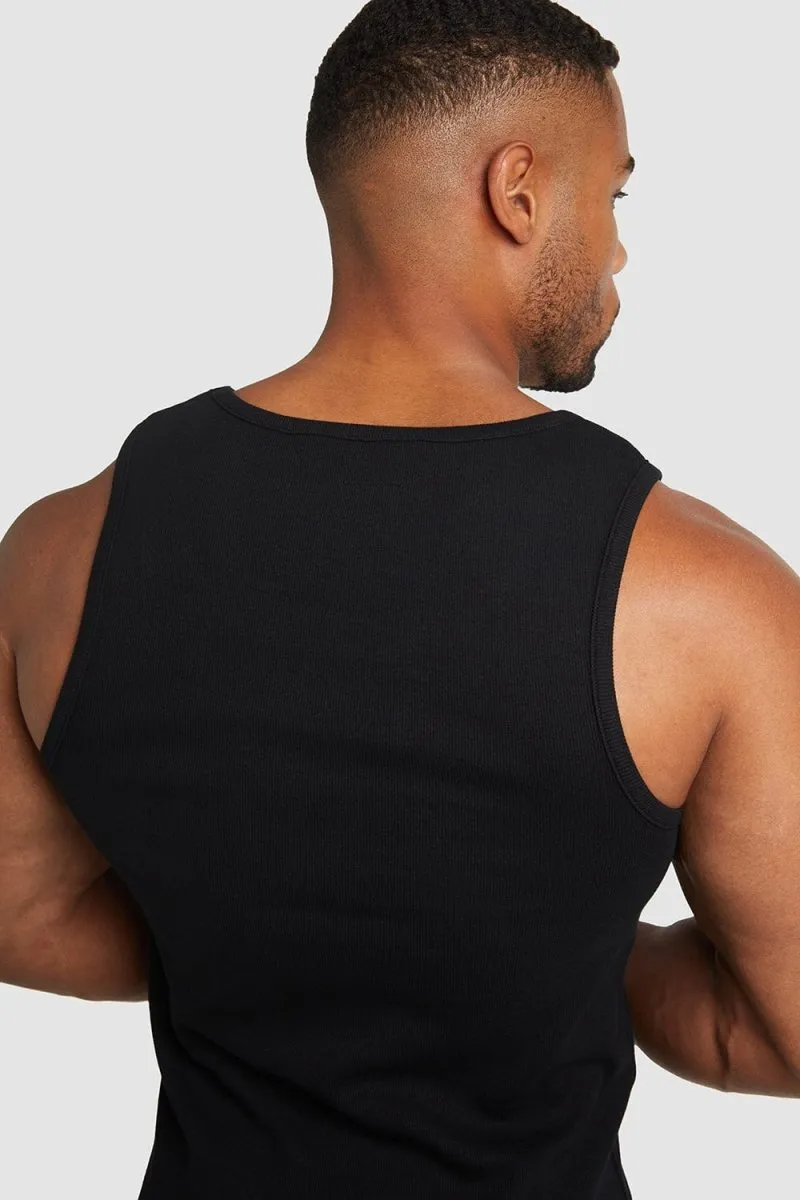 Ribbed Vest in Black