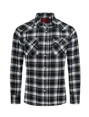 Rodeo Clothing Co. Men's Long Sleeve Shirt - Light Flannel Black & White Plaid