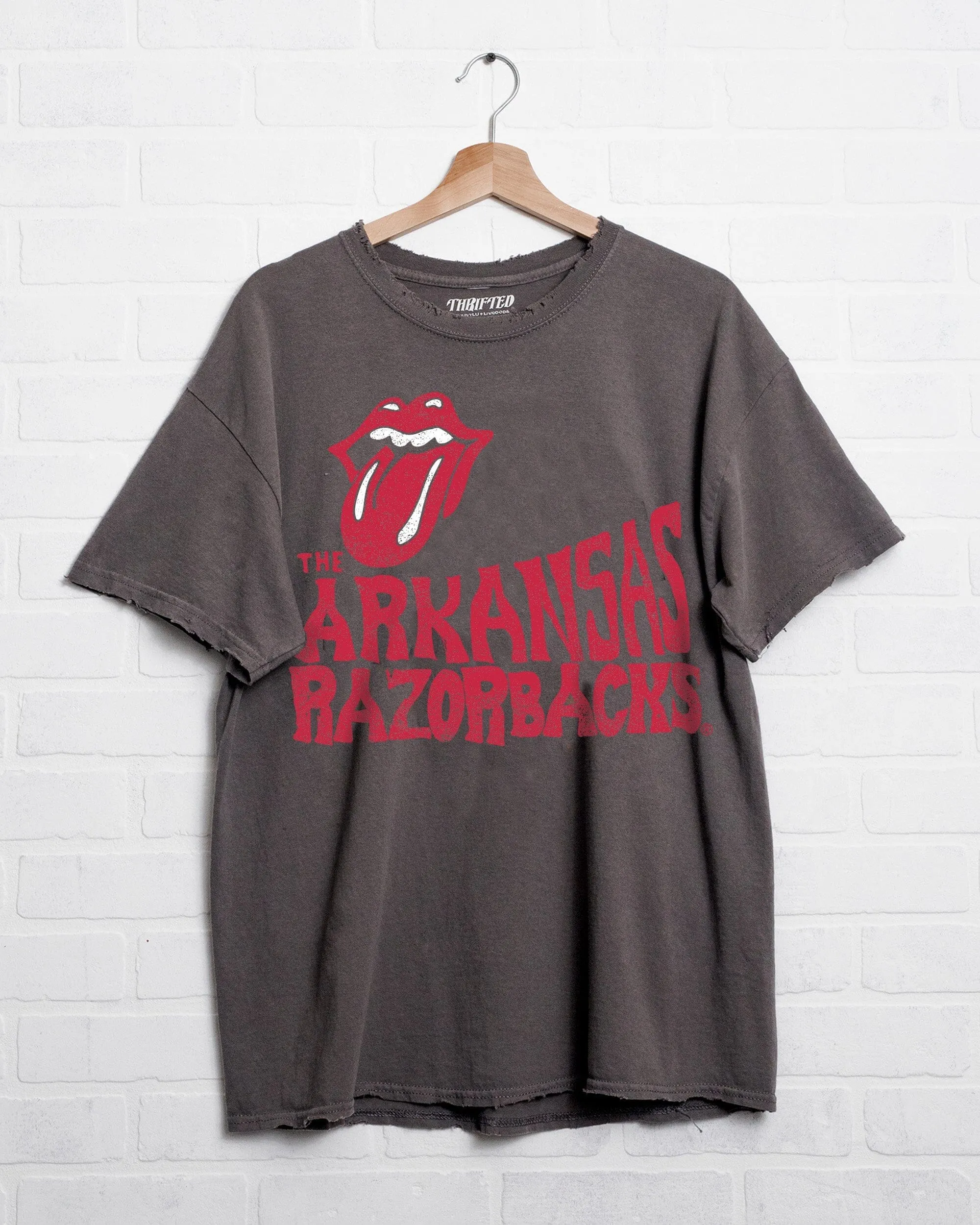 Rolling Stones Arkansas Razorbacks Dazed Charcoal Thrifted Tee