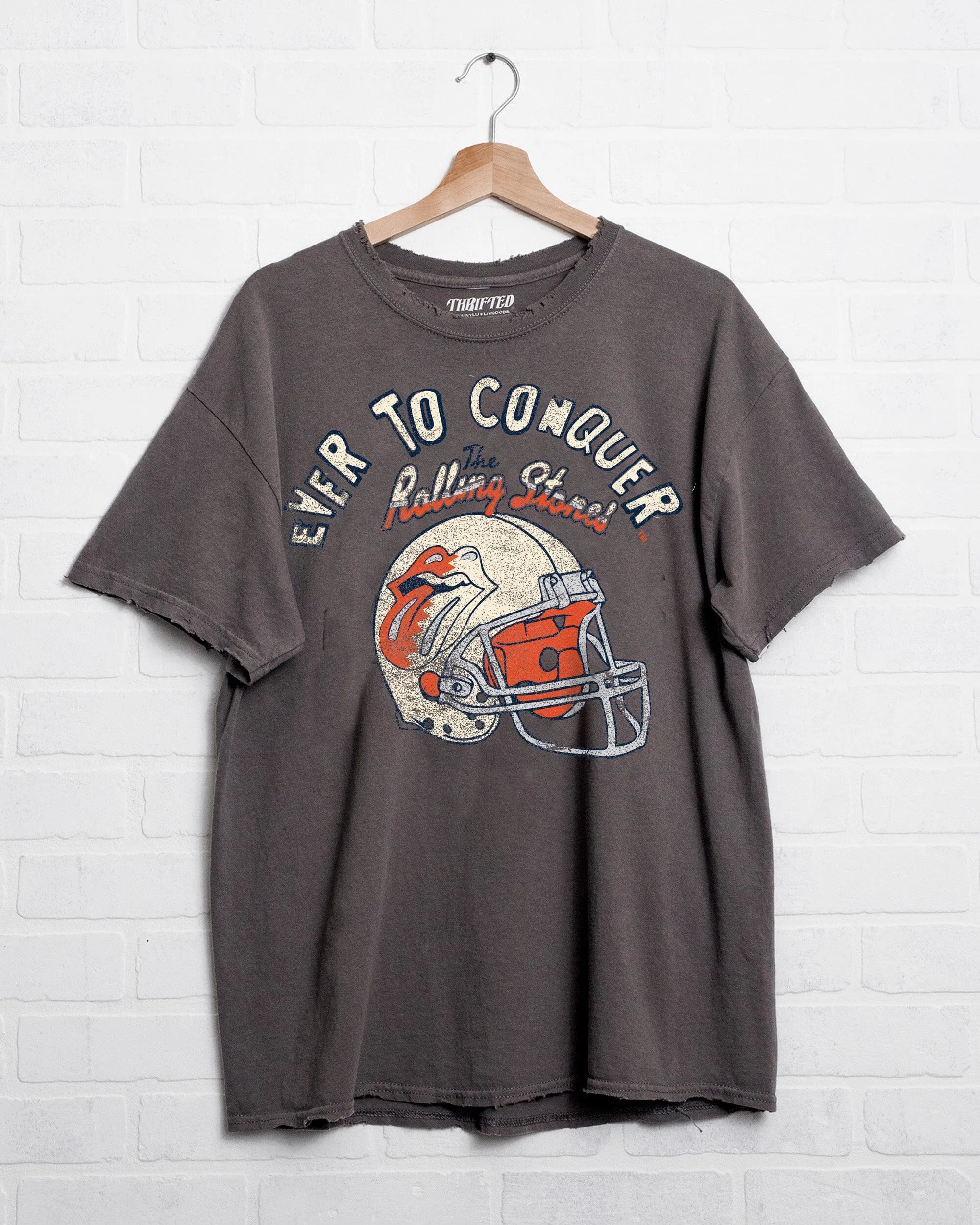 Rolling Stones Auburn Tigers Helmet Lick Charcoal Thrifted Tee