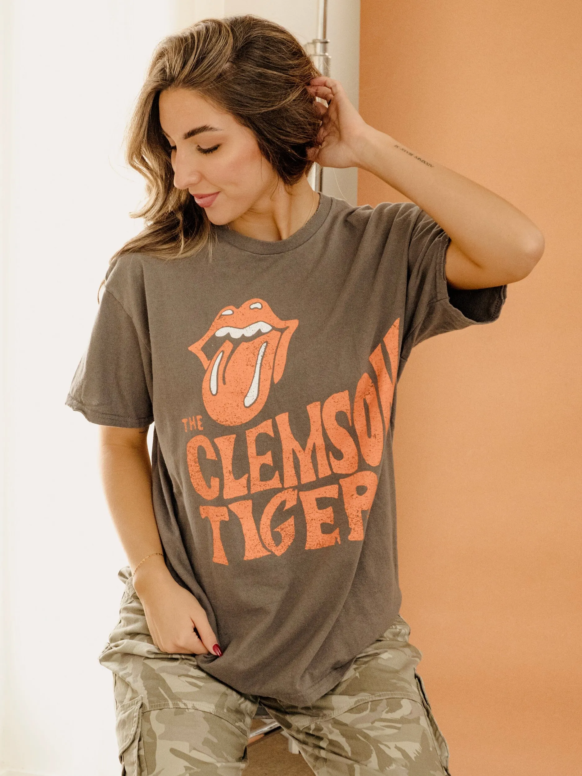 Rolling Stones Clemson Tigers Dazed Charcoal Thrifted Tee