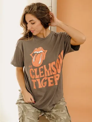 Rolling Stones Clemson Tigers Dazed Charcoal Thrifted Tee