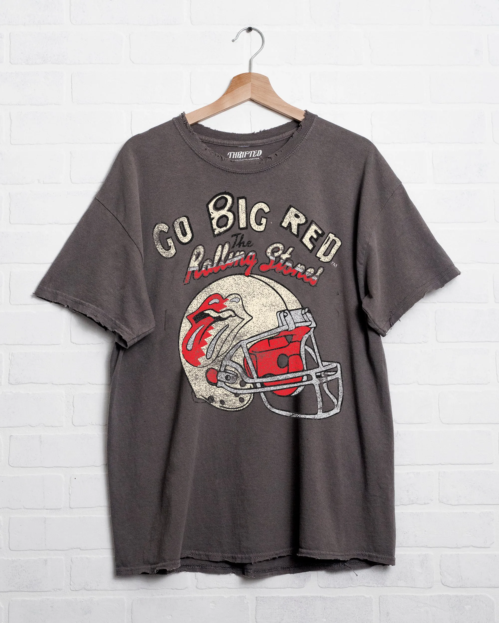 Rolling Stones Huskers Helmet Lick Charcoal Thrifted Tee