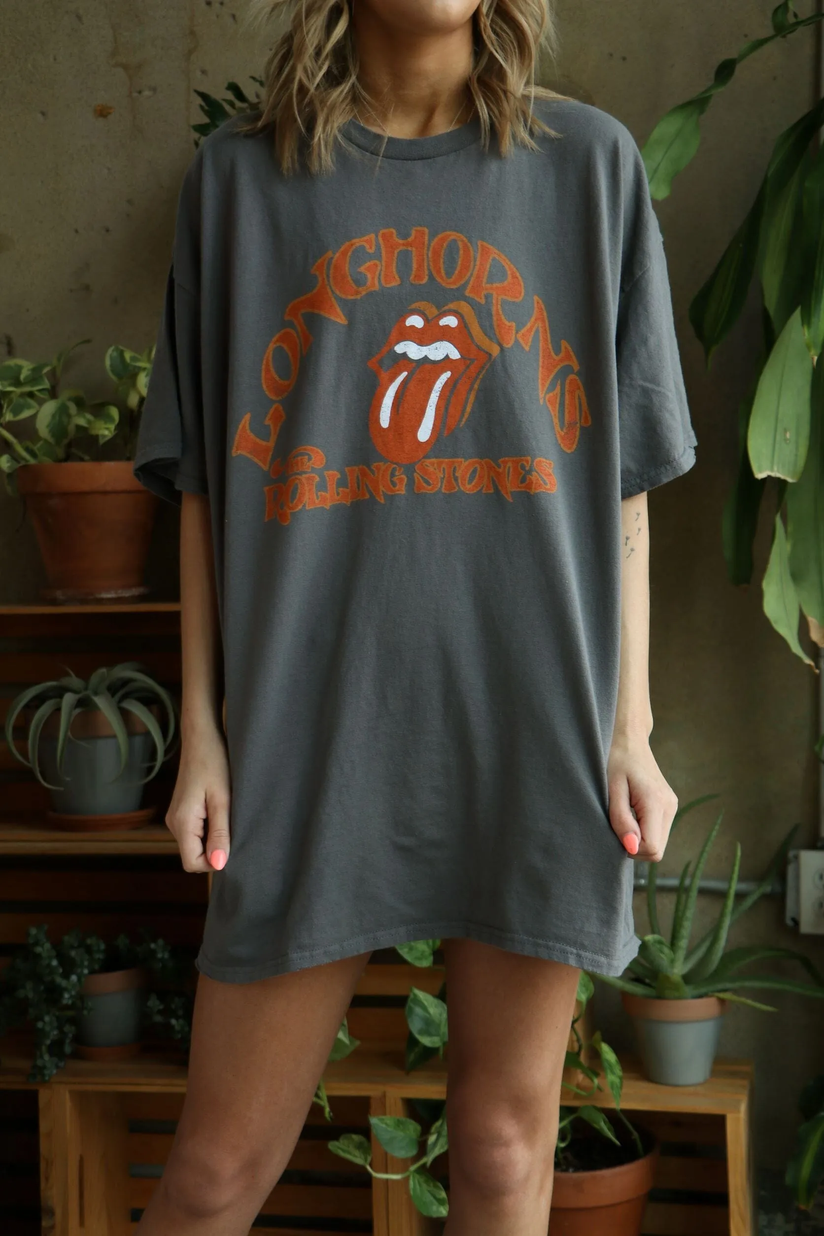 Rolling Stones Longhorns Psych Charcoal Thrifted Tee