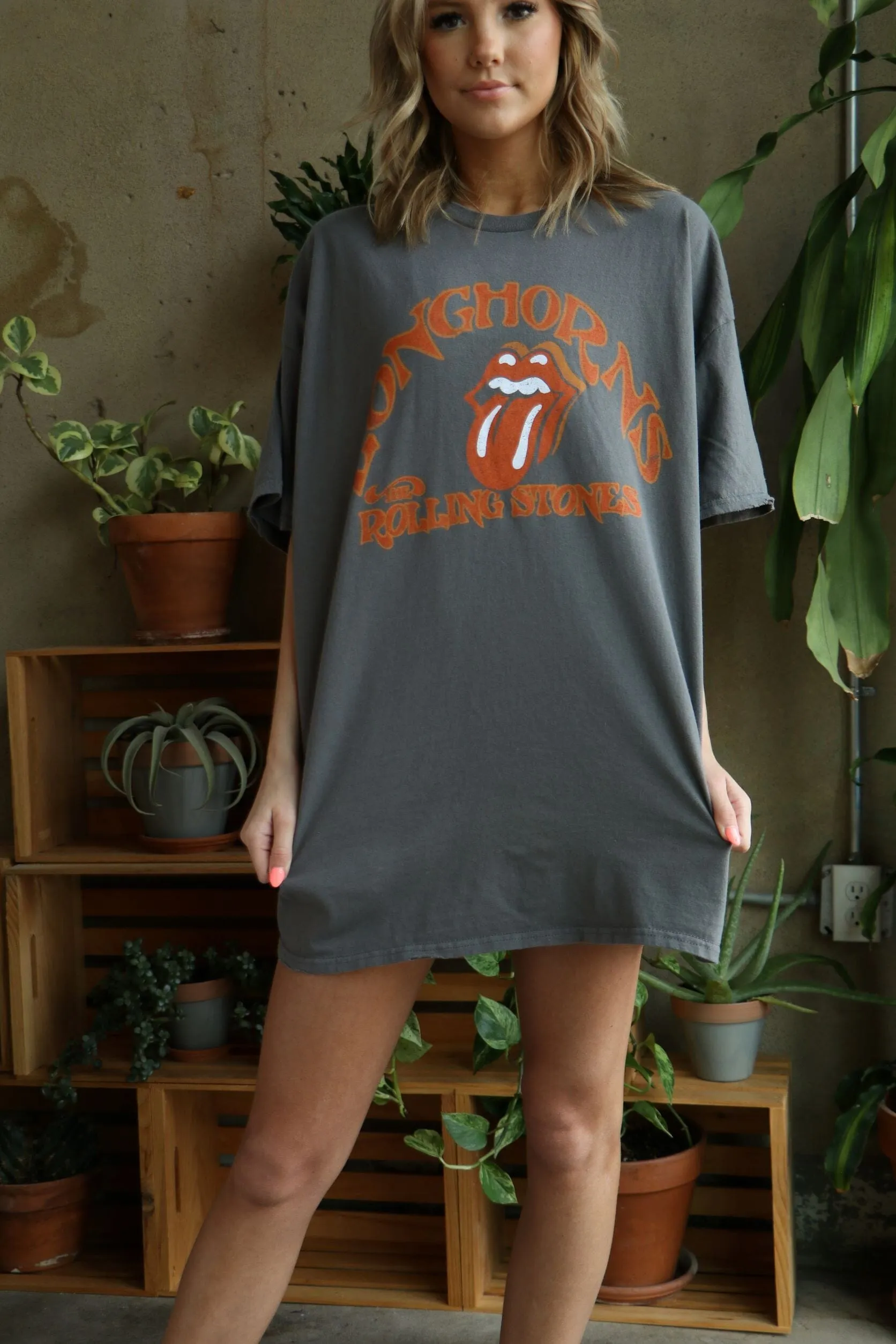 Rolling Stones Longhorns Psych Charcoal Thrifted Tee