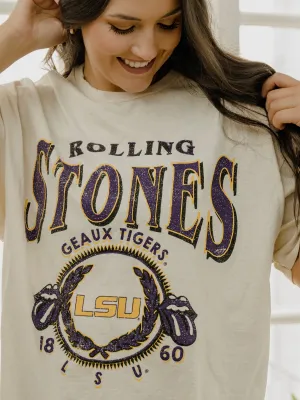 Rolling Stones LSU Tigers College Seal Off White Thrifted Tee