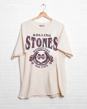 Rolling Stones MSU Bulldogs College Seal Off White Thrifted Tee