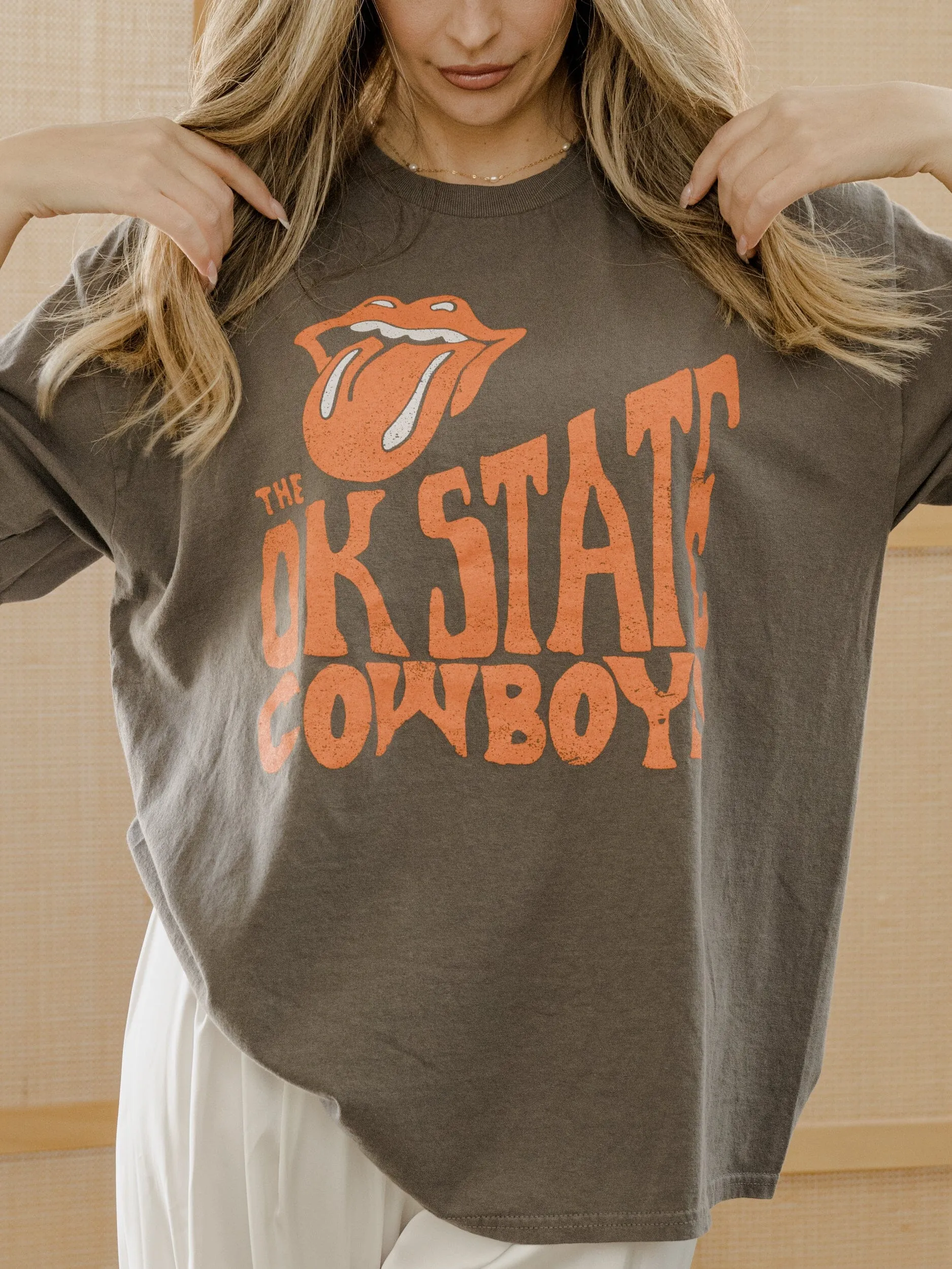 Rolling Stones OSU Cowboys Dazed Charcoal Thrifted Tee