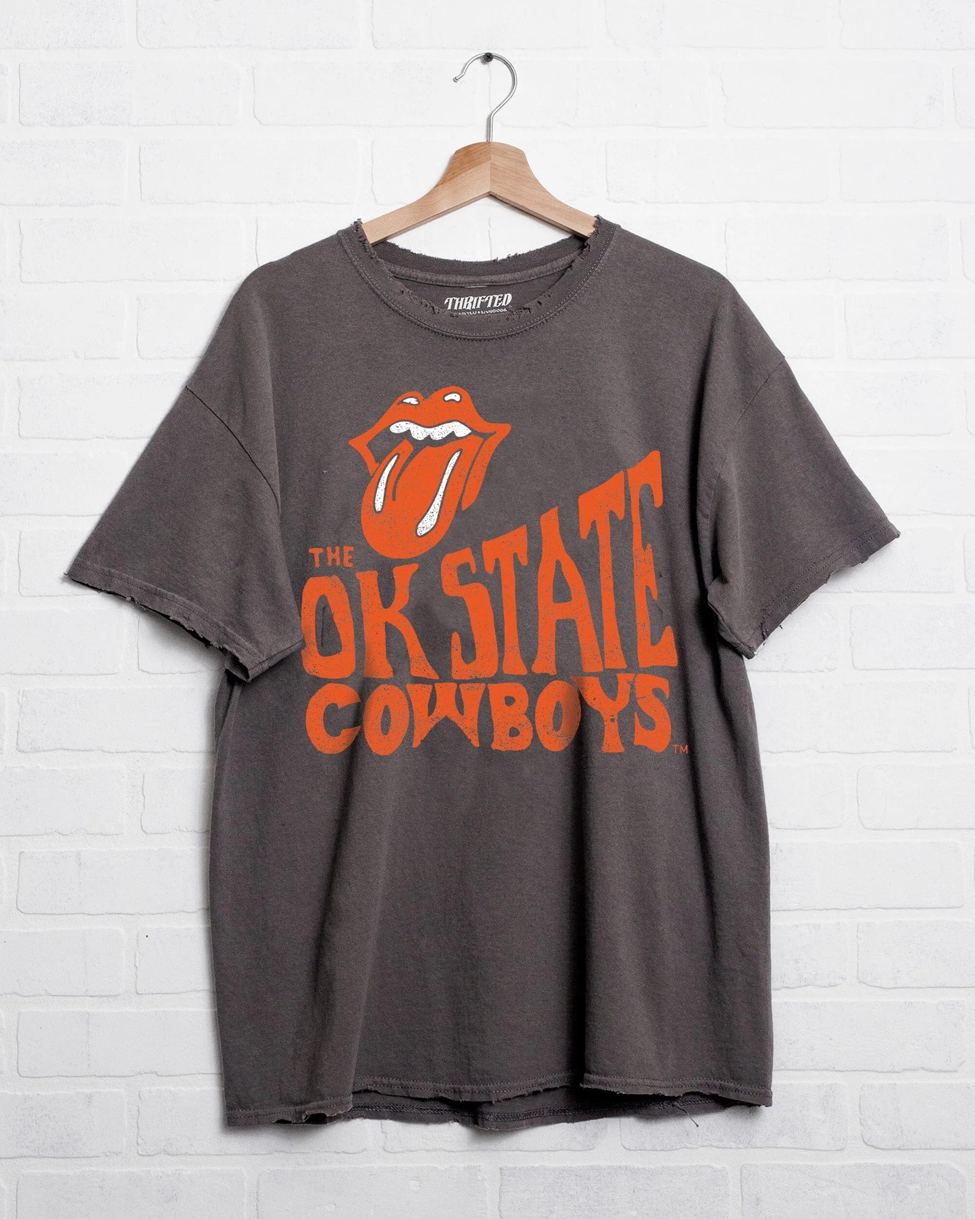Rolling Stones OSU Cowboys Dazed Charcoal Thrifted Tee
