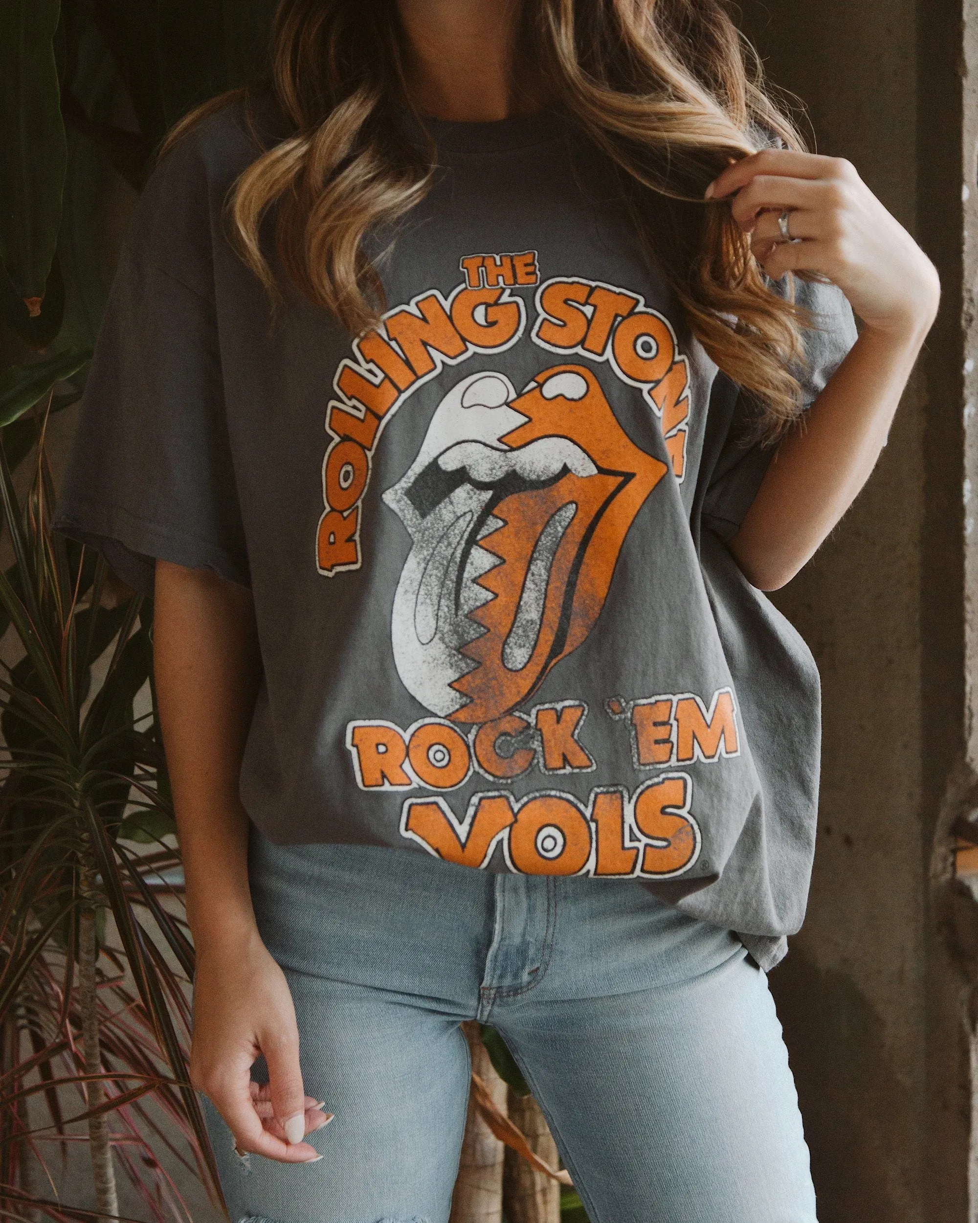 Rolling Stones Rock 'Em Vols Charcoal Thrifted Tee