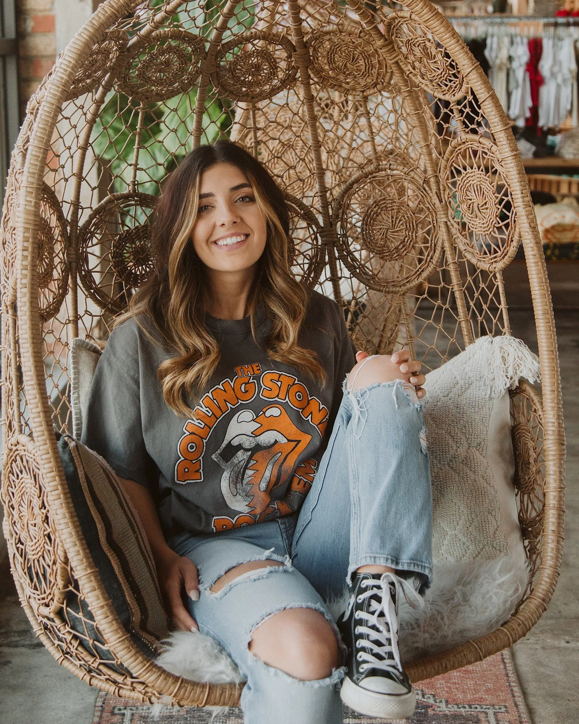Rolling Stones Rock 'Em Vols Charcoal Thrifted Tee