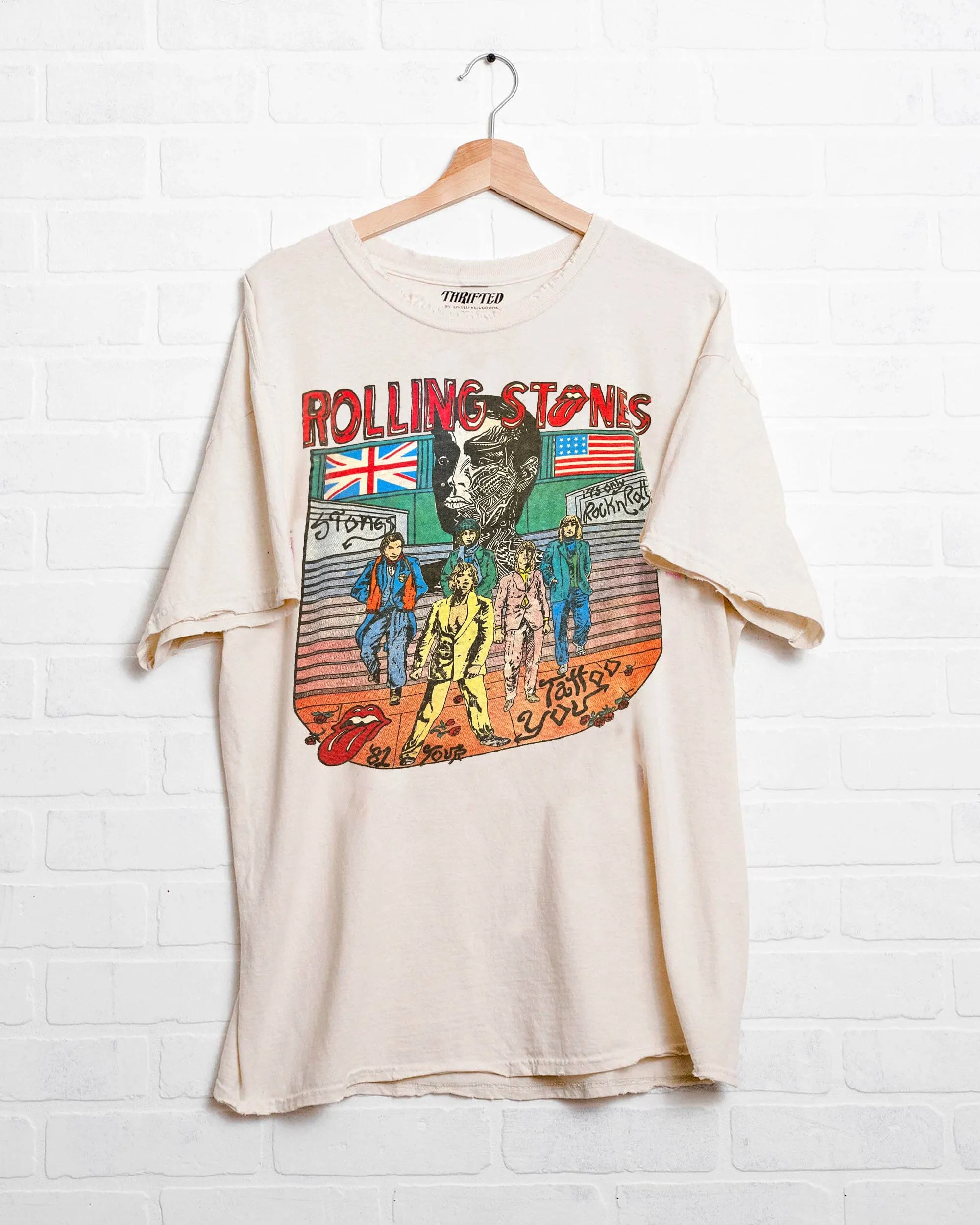 Rolling Stones Tattoo You Off White Thrifted Distressed Tee