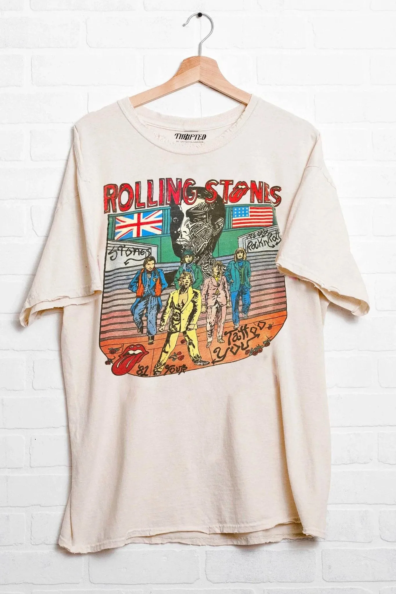 Rolling Stones Tattoo You Thrifted Tee in Off White