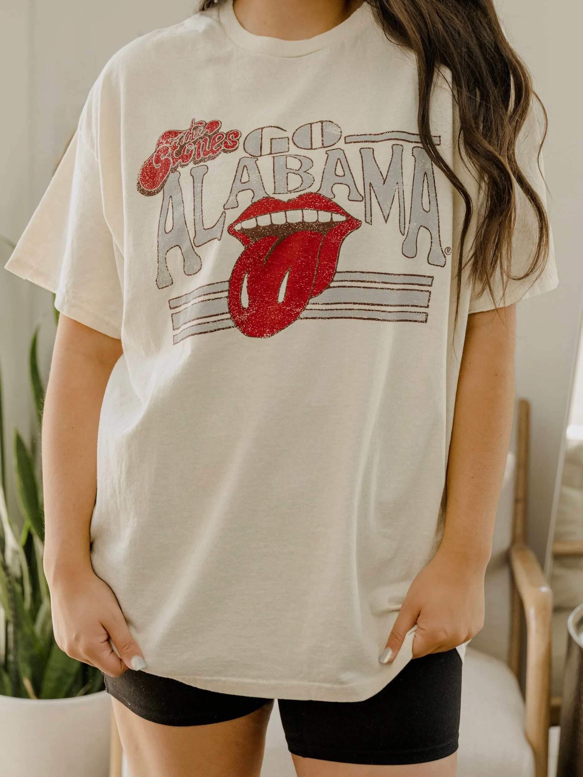 Rolling Stones University of Alabama Stoned Off White Thrifted Tee