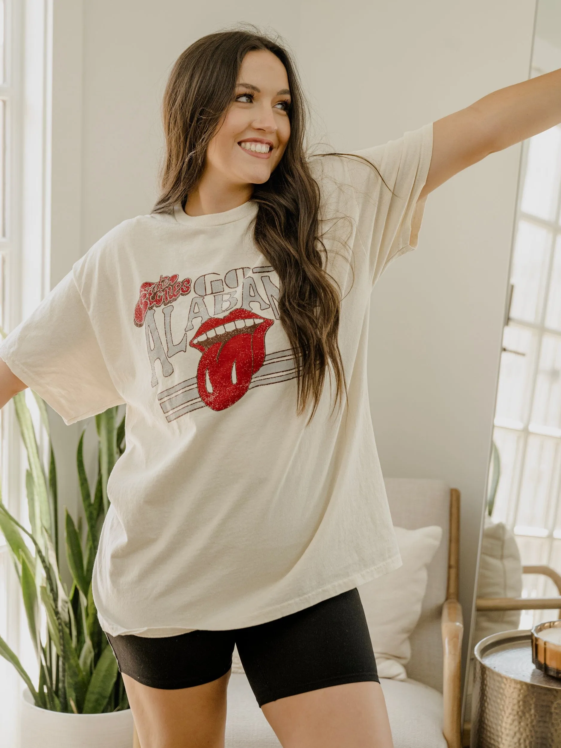 Rolling Stones University of Alabama Stoned Off White Thrifted Tee