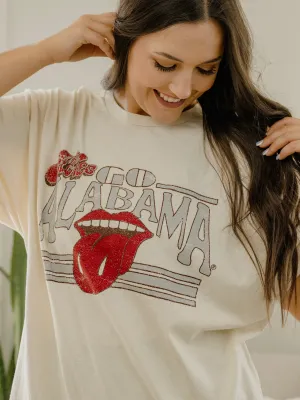 Rolling Stones University of Alabama Stoned Off White Thrifted Tee