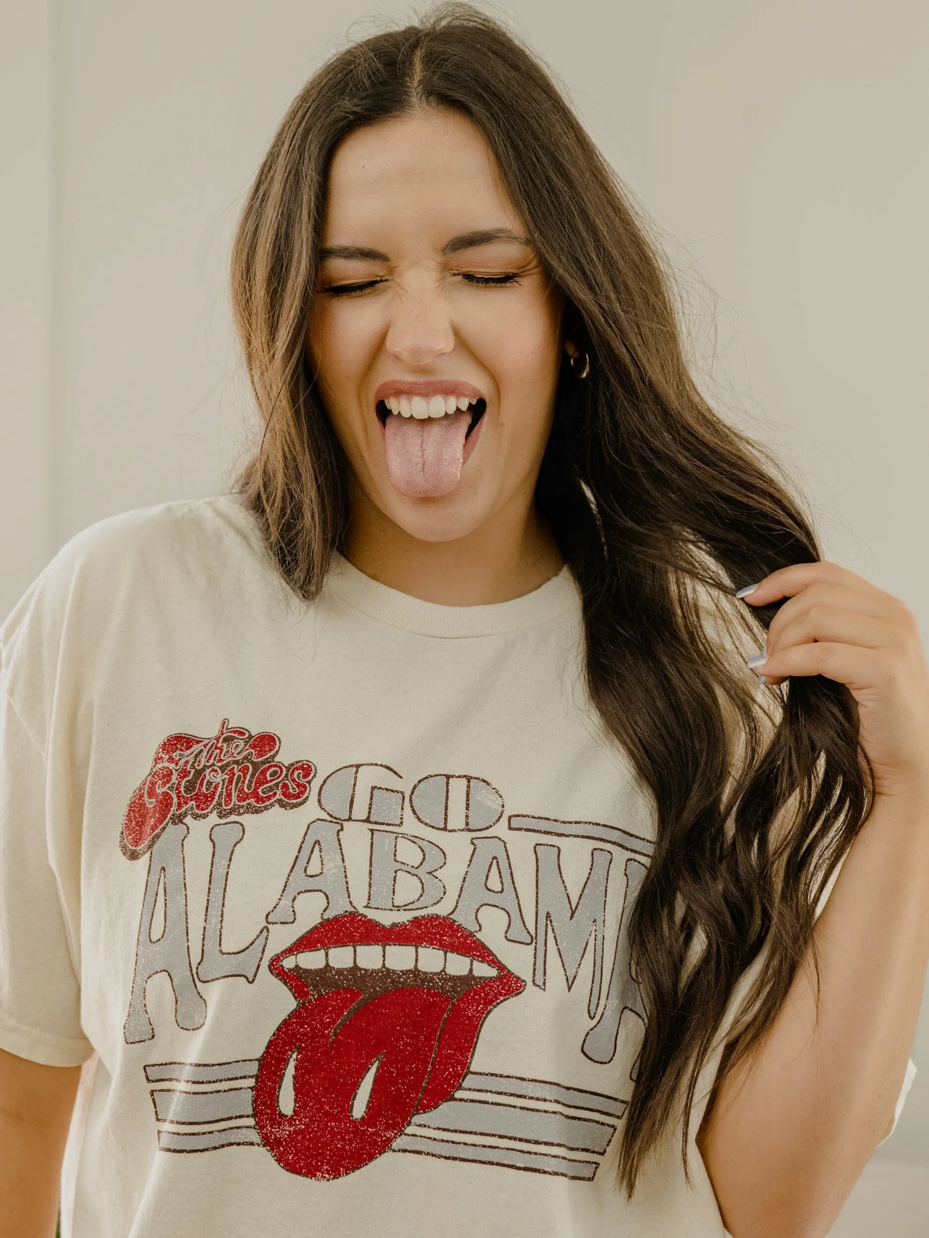 Rolling Stones University of Alabama Stoned Off White Thrifted Tee