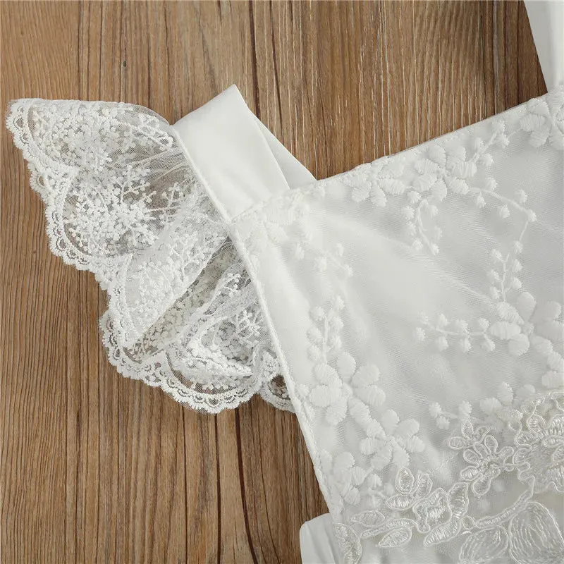 Ruffles Sleeve Baby White  Lace Romper