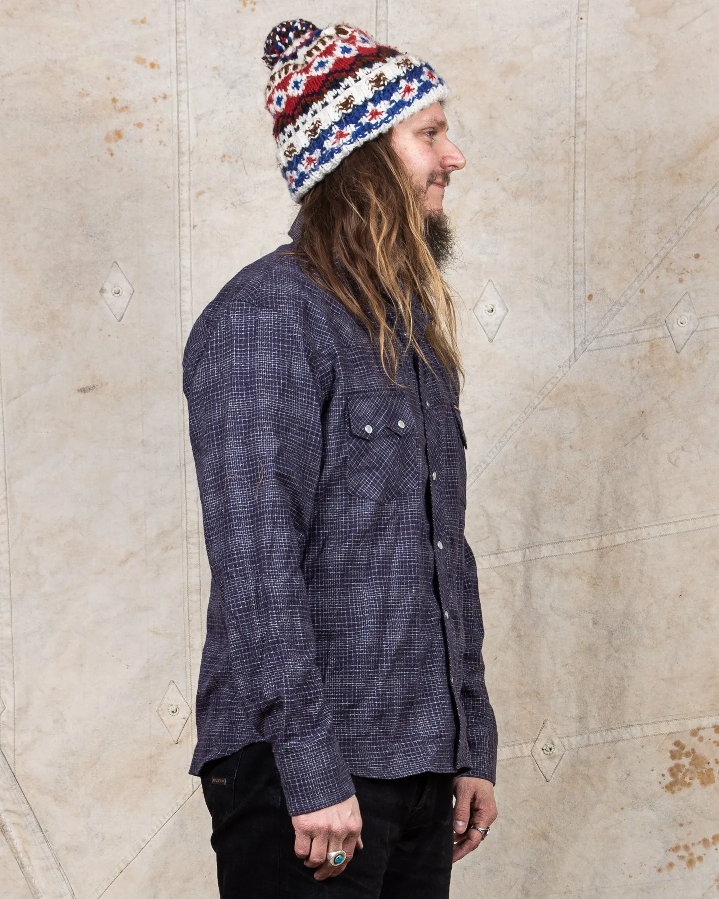 Second Hand Indigofera Checked Flannel Grey Size L