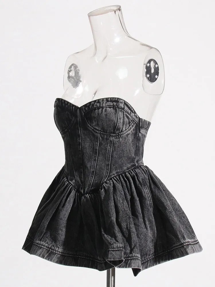 Sexy Denim Vests For Women Starpless Sleeveless Patchwork Ruffles Summer Temperament Tank Tops Female Fashion
