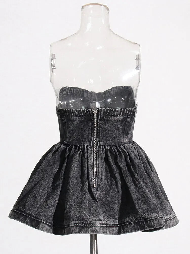 Sexy Denim Vests For Women Starpless Sleeveless Patchwork Ruffles Summer Temperament Tank Tops Female Fashion