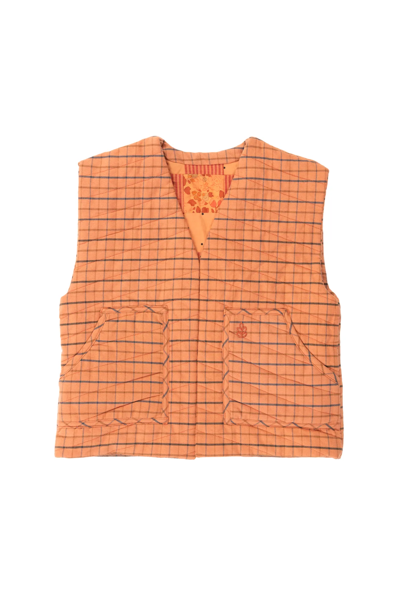 Sleeveless Kids Vest - Apricot Patchwork