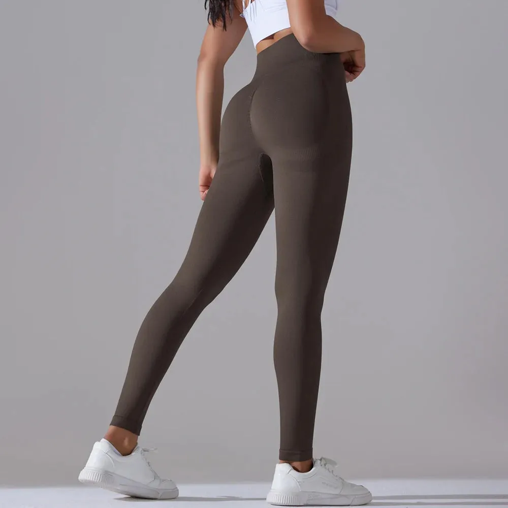 Slimming Seamless Scrunch Butt Gym Leggings - Women's High Waist Yoga Pants