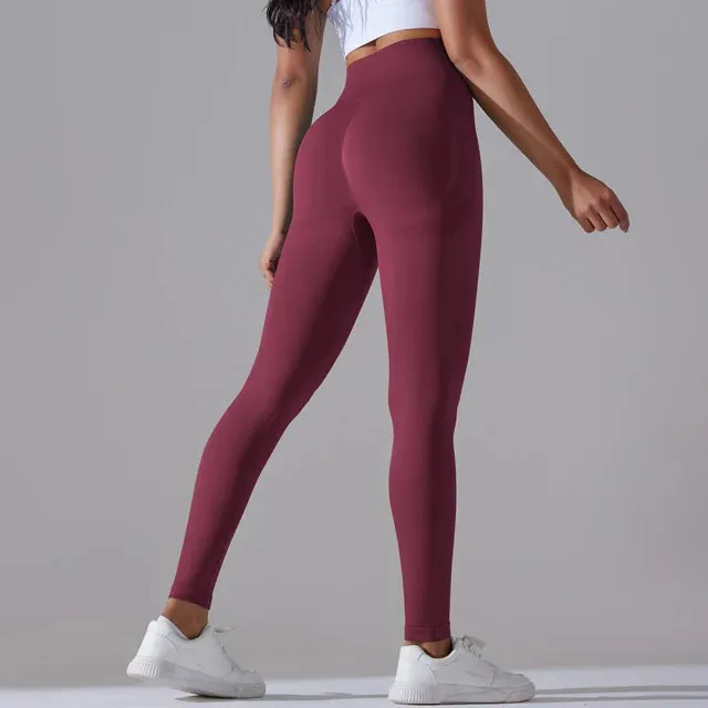Slimming Seamless Scrunch Butt Gym Leggings - Women's High Waist Yoga Pants