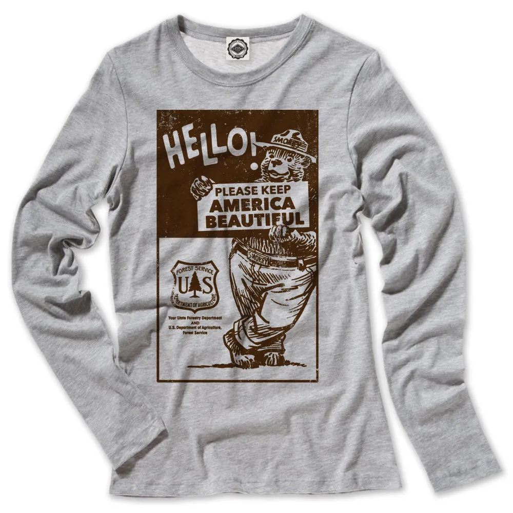 Smokey Bear "Please Keep America Beautiful" Kid's Long Sleeve Tee