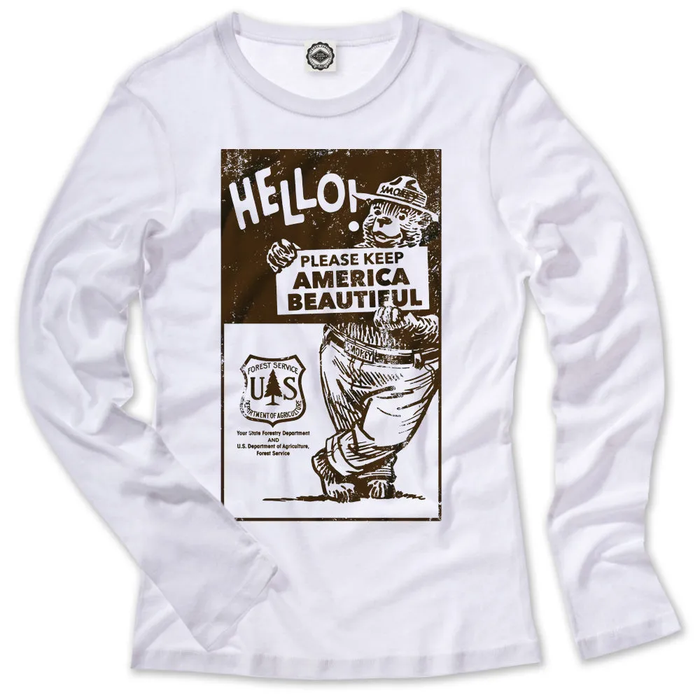 Smokey Bear "Please Keep America Beautiful" Kid's Long Sleeve Tee