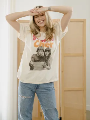 Sonny & Cher Bold Off White Thrifted Distressed Tee