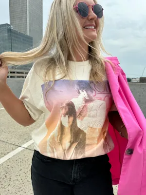 Sonny & Cher Gradient Off White Thrifted Distressed Tee