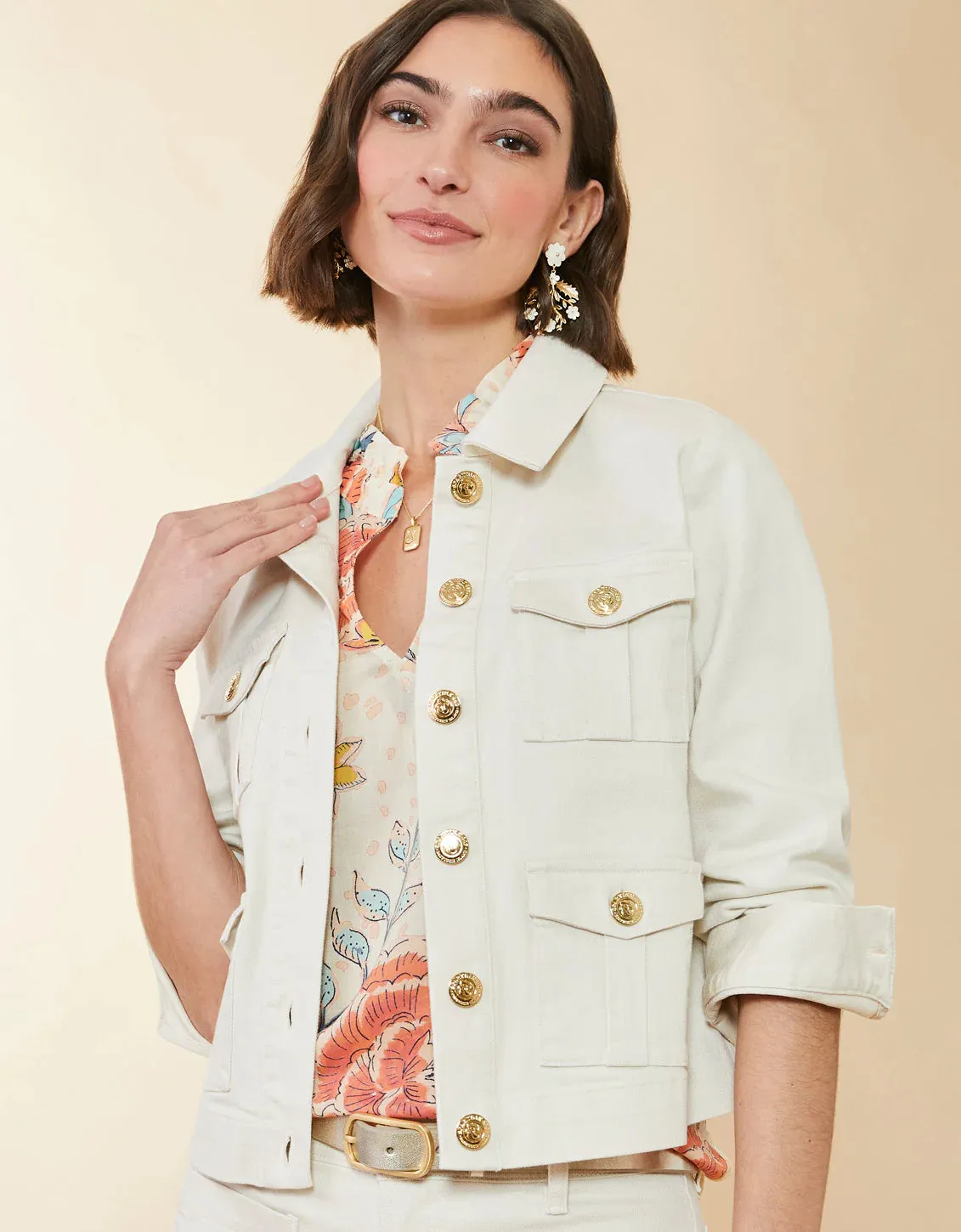 Spartina 449 Marlie Twill Jacket Buttercream