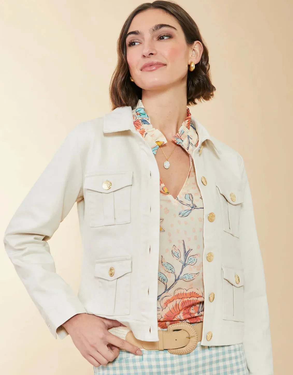 Spartina 449 Marlie Twill Jacket Buttercream