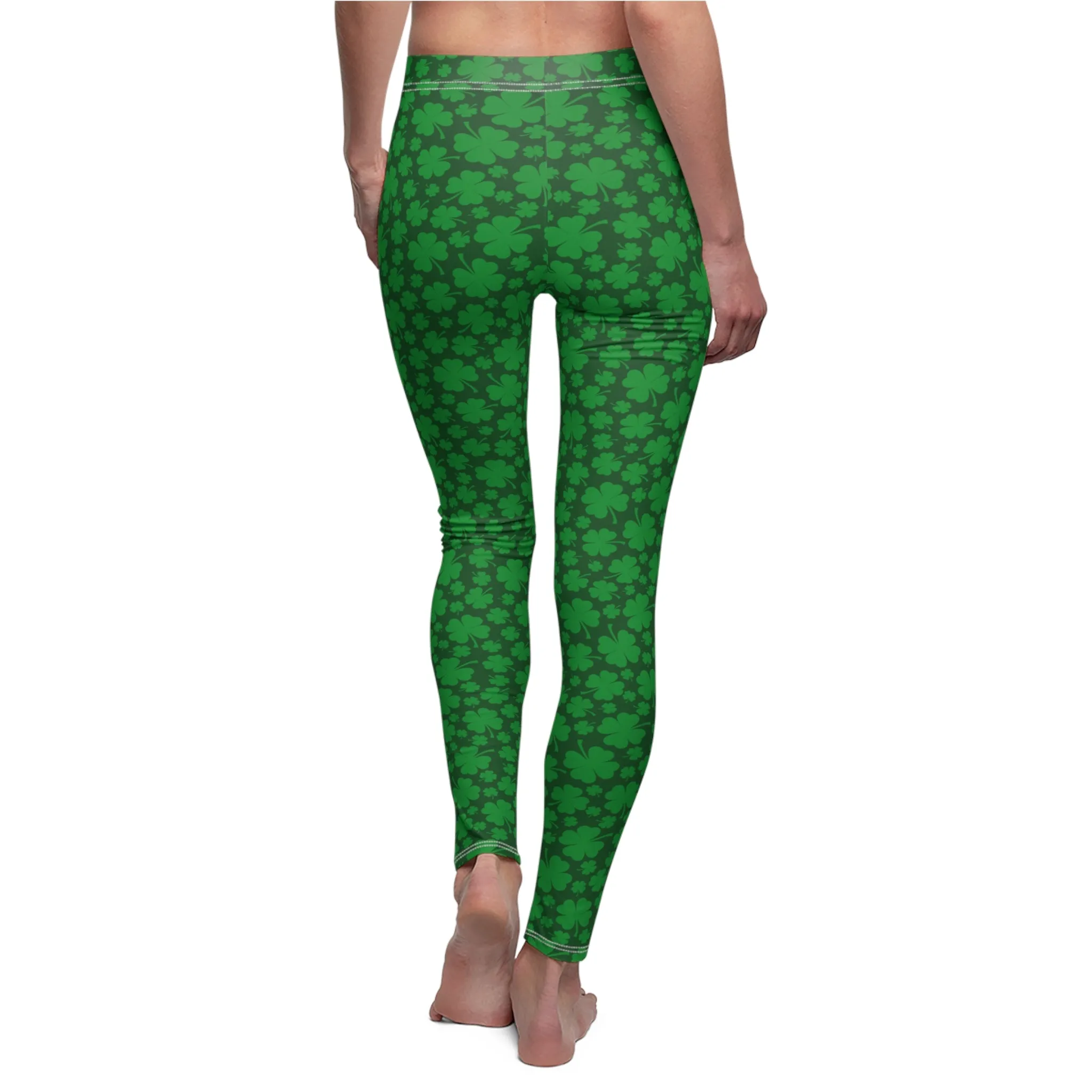 St Patricks Day Shamrock Womens Leggings Stretch Pants - Saiko Studio
