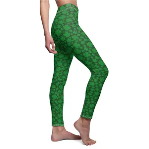 St Patricks Day Shamrock Womens Leggings Stretch Pants - Saiko Studio