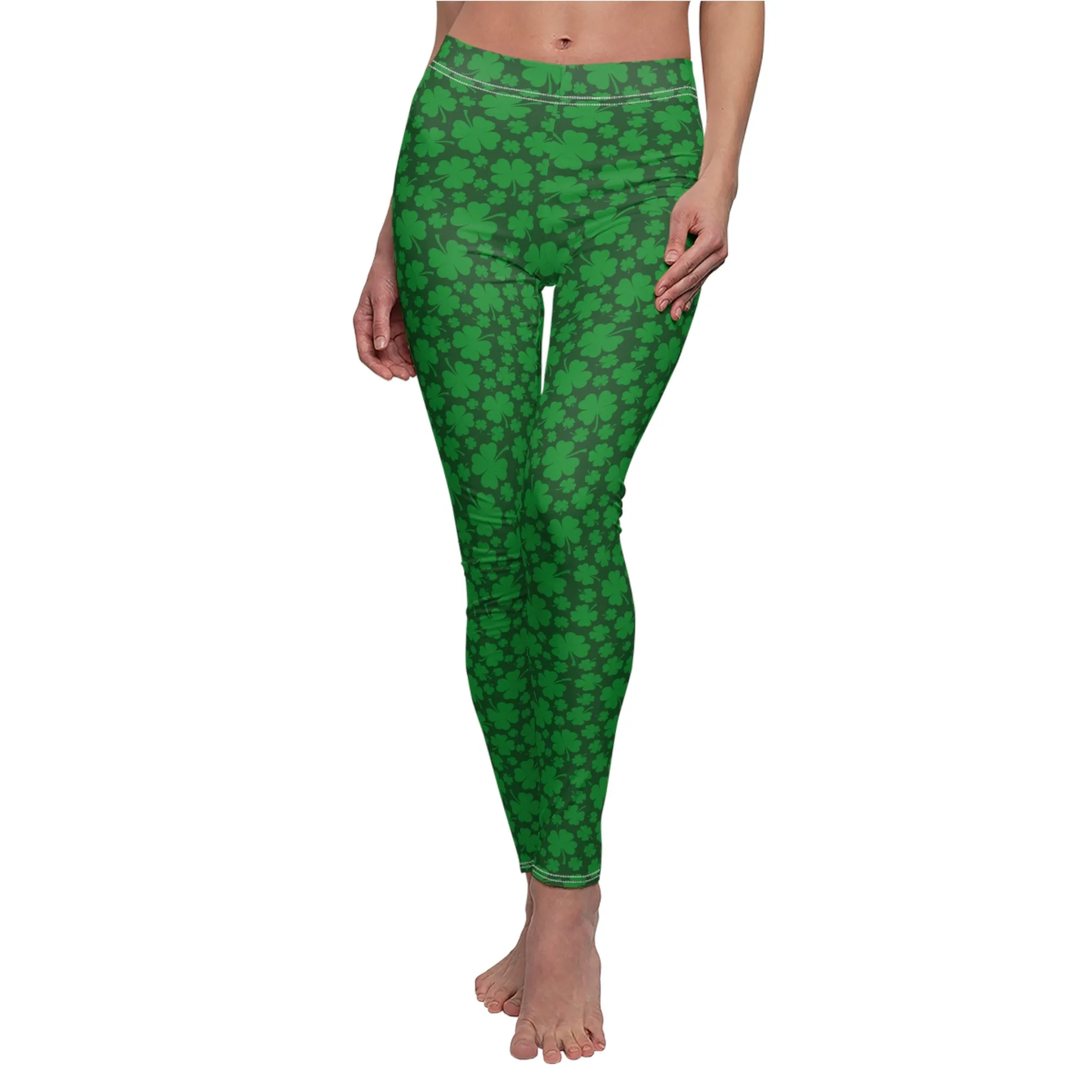 St Patricks Day Shamrock Womens Leggings Stretch Pants - Saiko Studio
