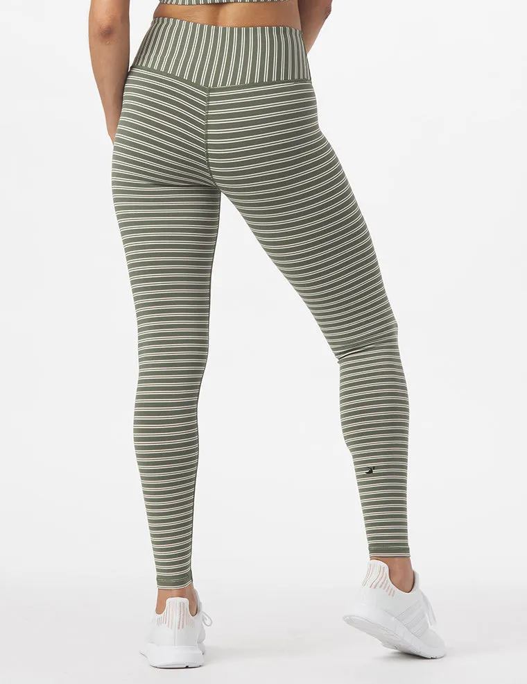 Sultry Legging: Moss & Oatmilk Stripe