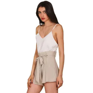 Summer white elegant jumpsuit romper Women bow one piece casual playsuit Sexy backless short overalls girls