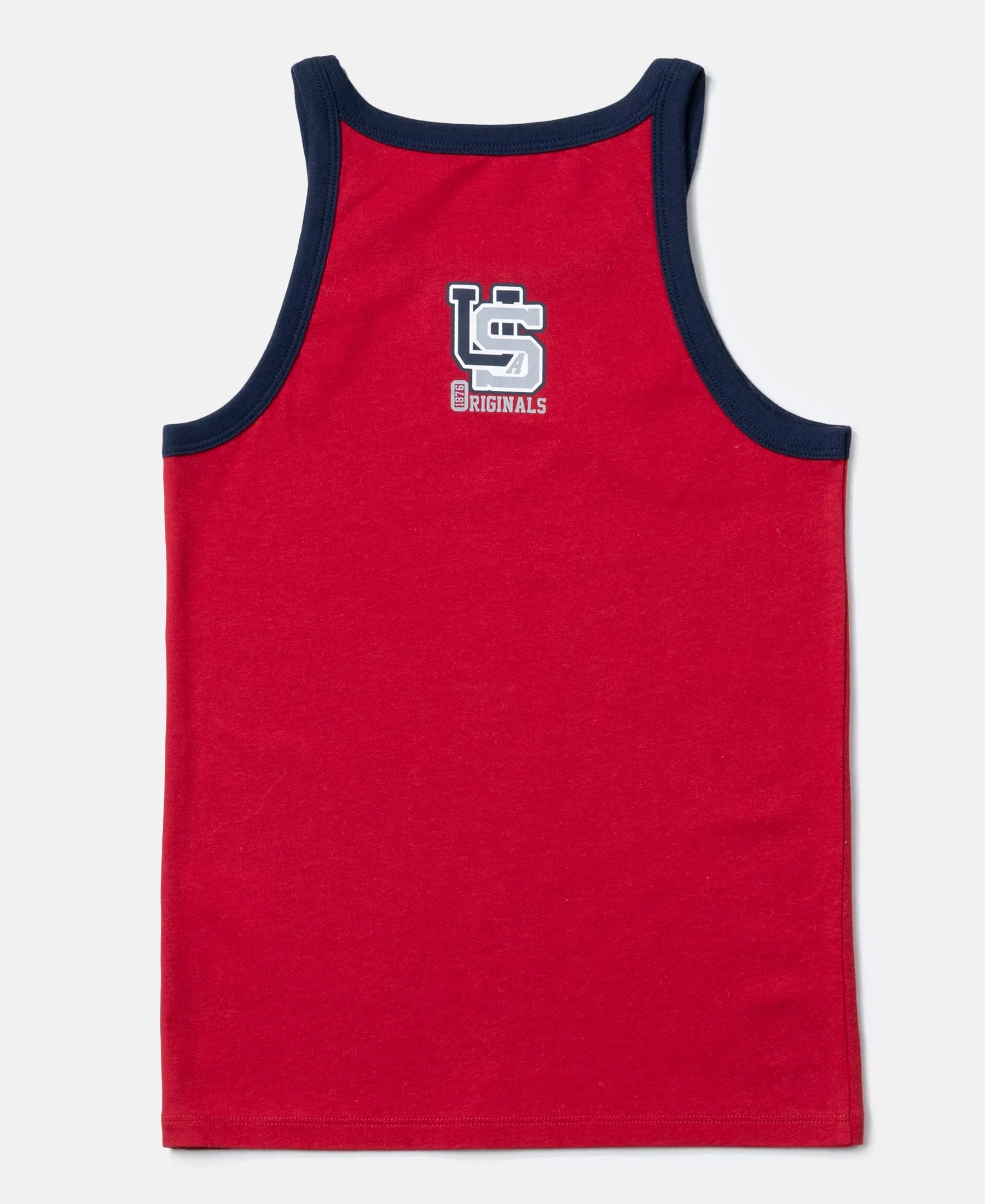 Super Combed Cotton Printed Round Neck Sleeveless Vest - Ultimate Grey & Chilli Pepper (Pack of 2)