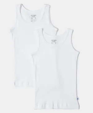 Super Combed Cotton Rib Fabric Sleeveless Vest - White (Pack of 2)