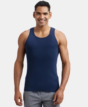 Super Combed Cotton Rib Round Neck Sleeveless Vest - Deep Navy