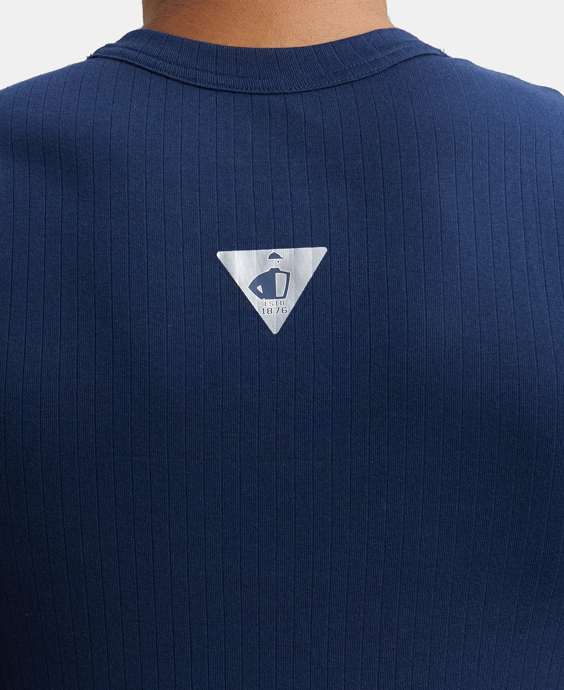 Super Combed Cotton Rib Solid Round Neck Muscle Vest - Navy