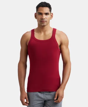 Super Combed Cotton Rib Square Neck Gym Vest - Red Pepper