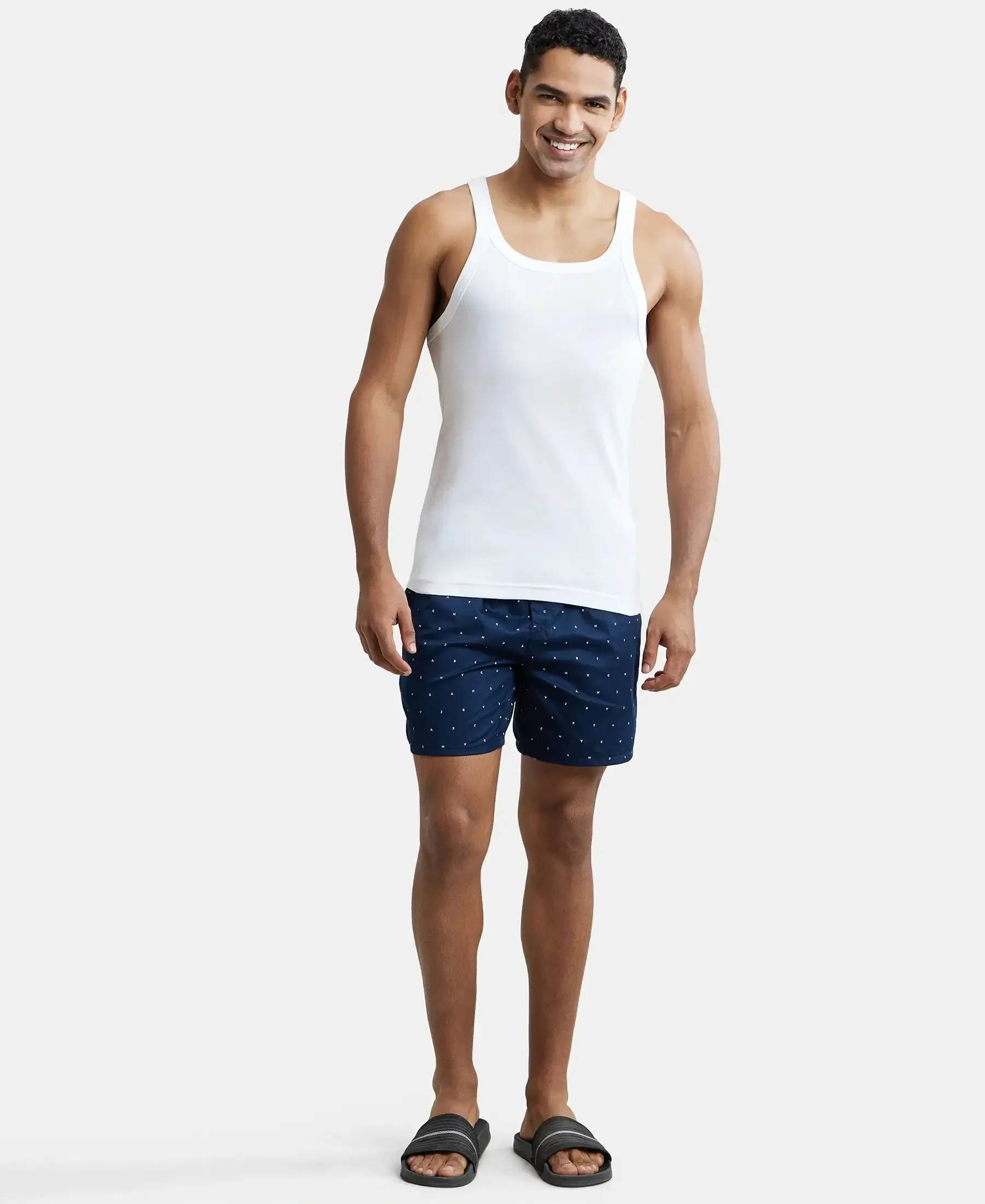 Super Combed Cotton Rib Square Neck Gym Vest - White (Pack of 2)