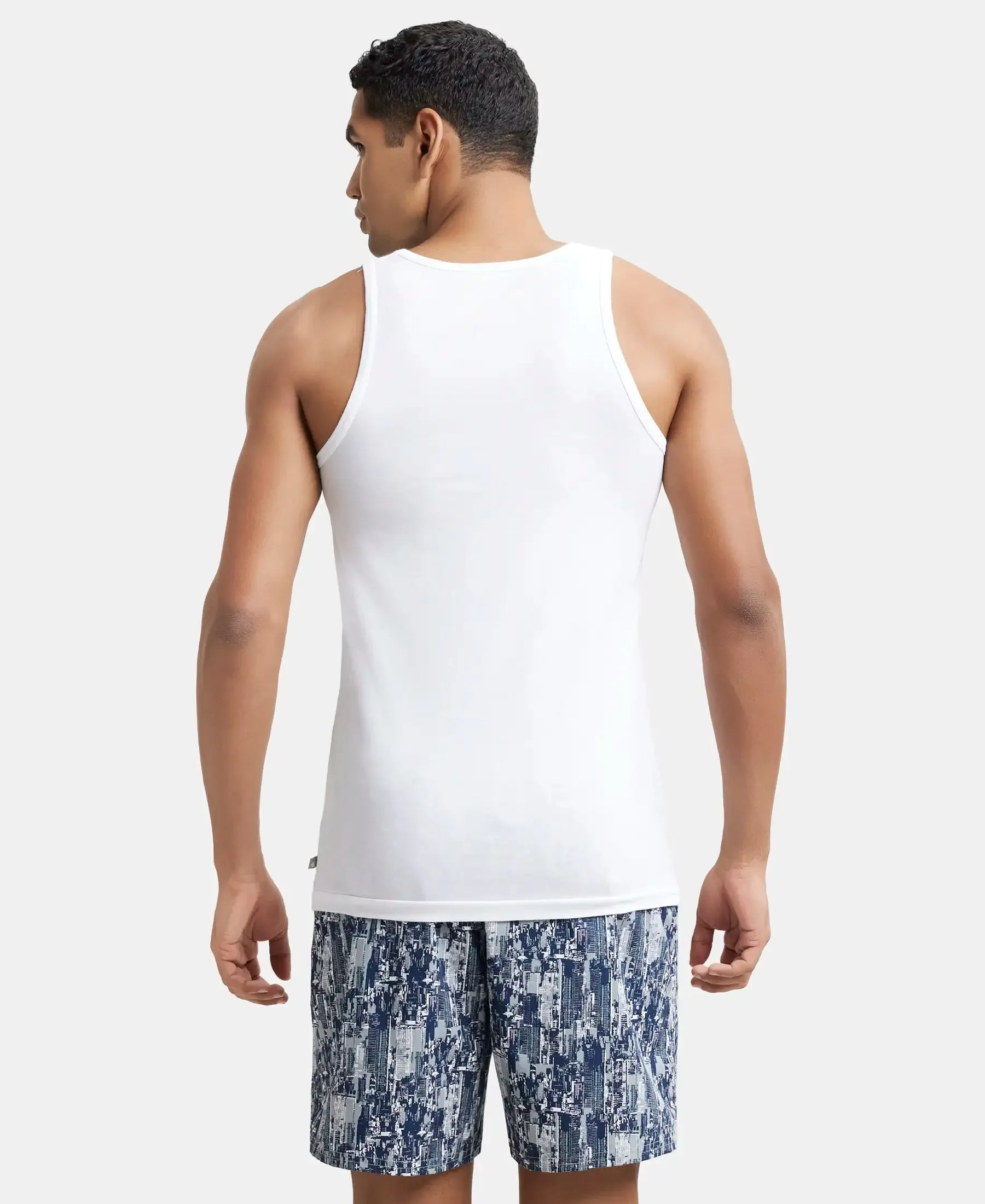 Super Combed Cotton Round Neck Sleeveless Vest - White (Pack of 2)